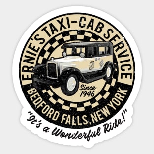 Ernie's Taxi-Cab Service It's A Wonderful Life Sticker